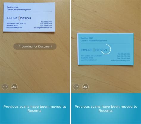 scannable business card to contacts